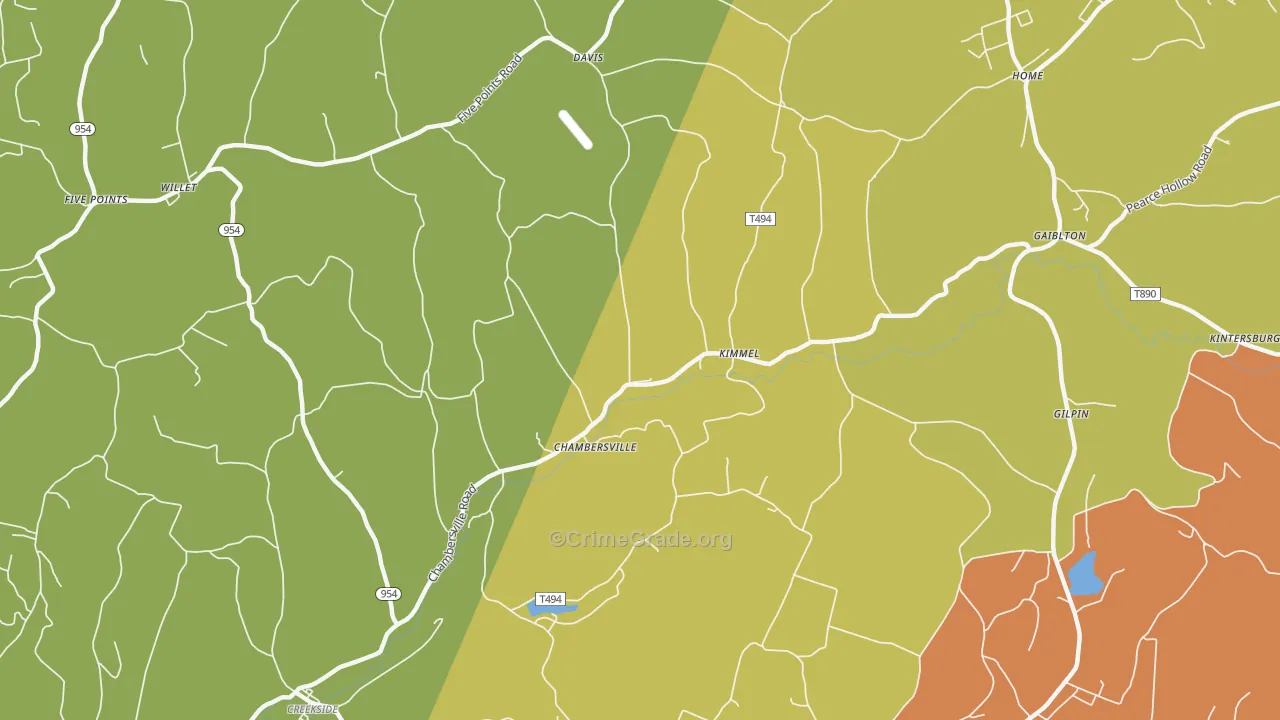 Chambersville, PA Map of Vandalism Rates