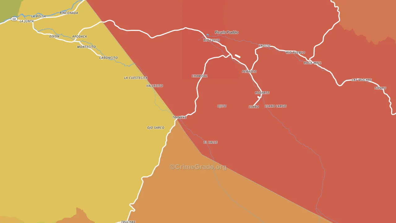Chamisal, NM Map of Vandalism Rates