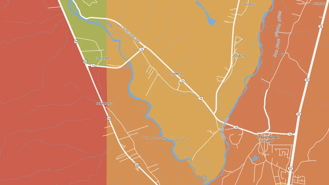 Chamita, NM Map of Vandalism Rates