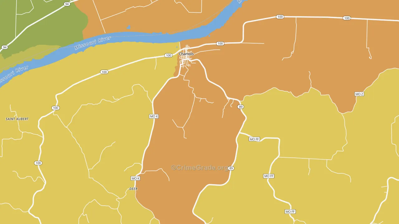Chamois, MO Map of Vandalism Rates