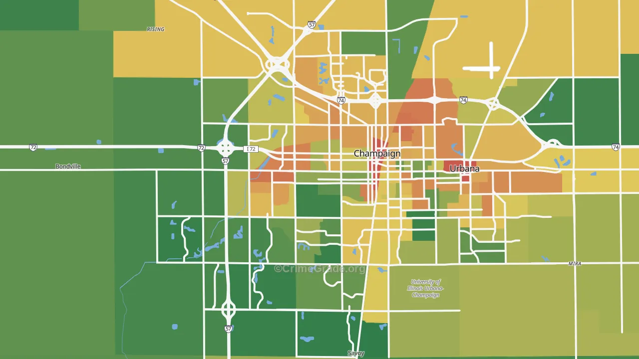 Champaign, IL Map of Vandalism Rates