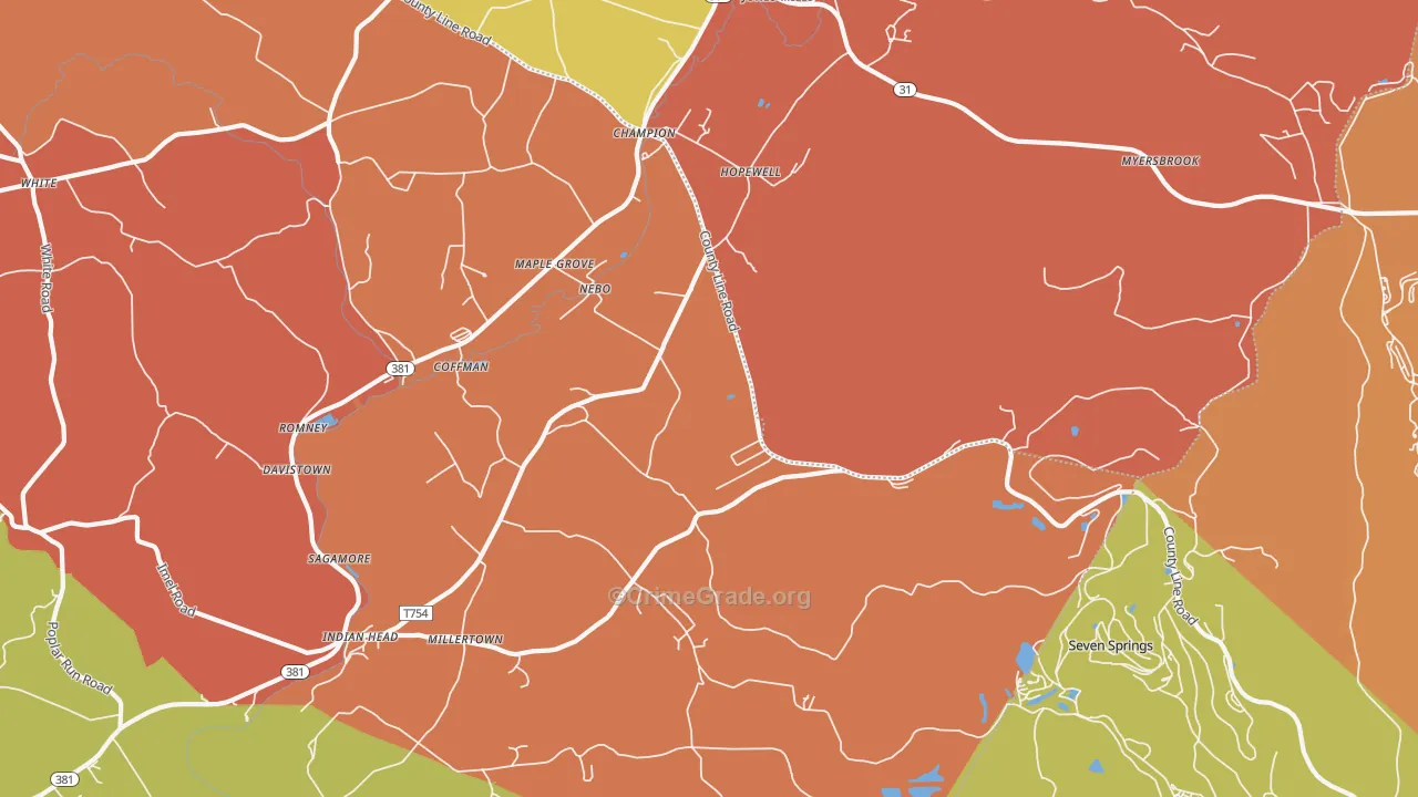 Champion, PA Map of Vandalism Rates