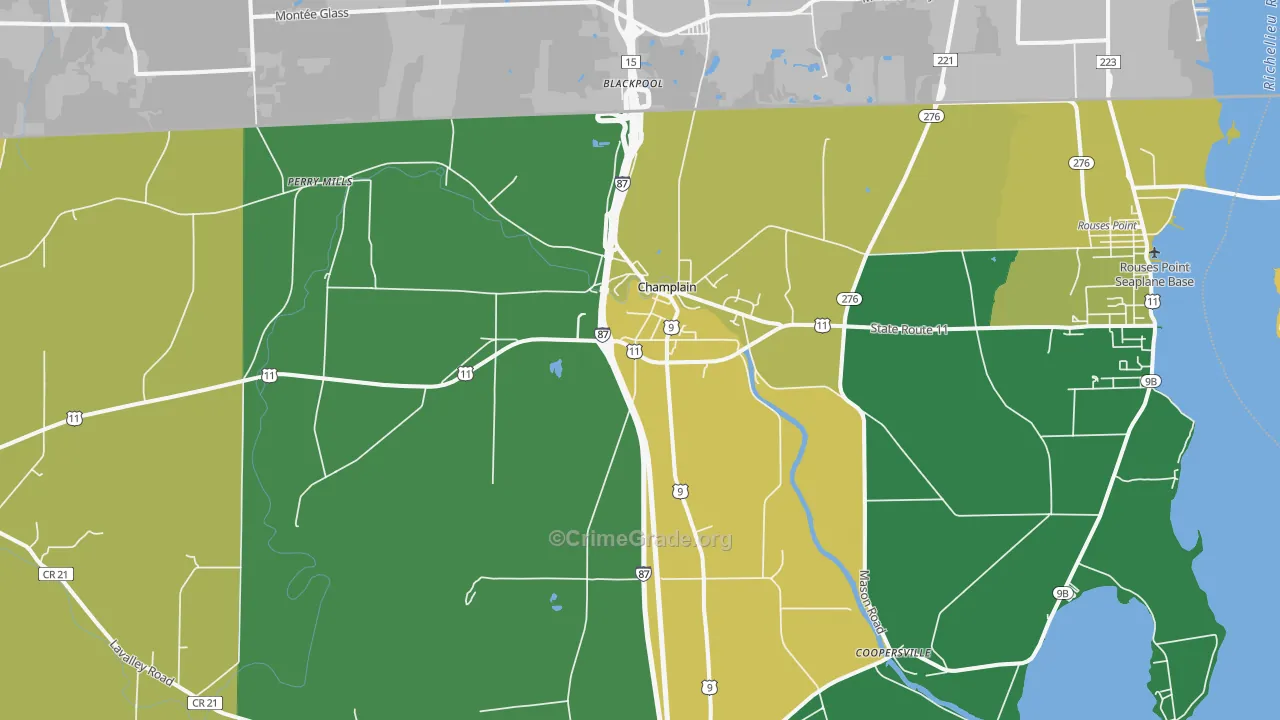 Champlain, NY Map of Vandalism Rates