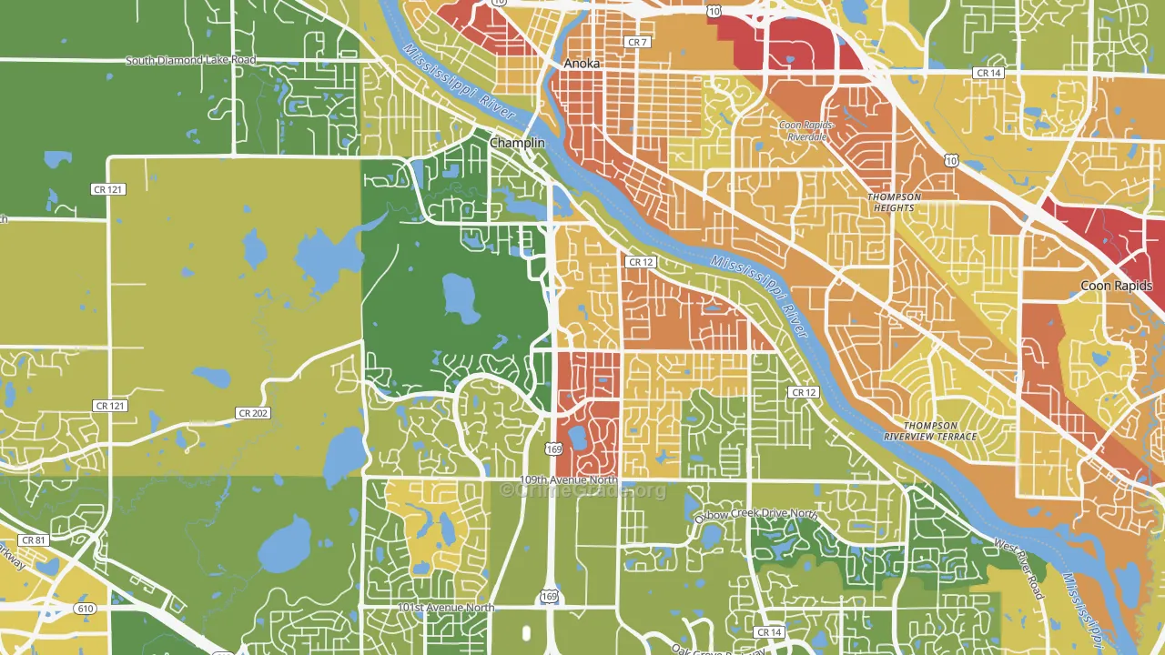 Champlin, MN Map of Vandalism Rates