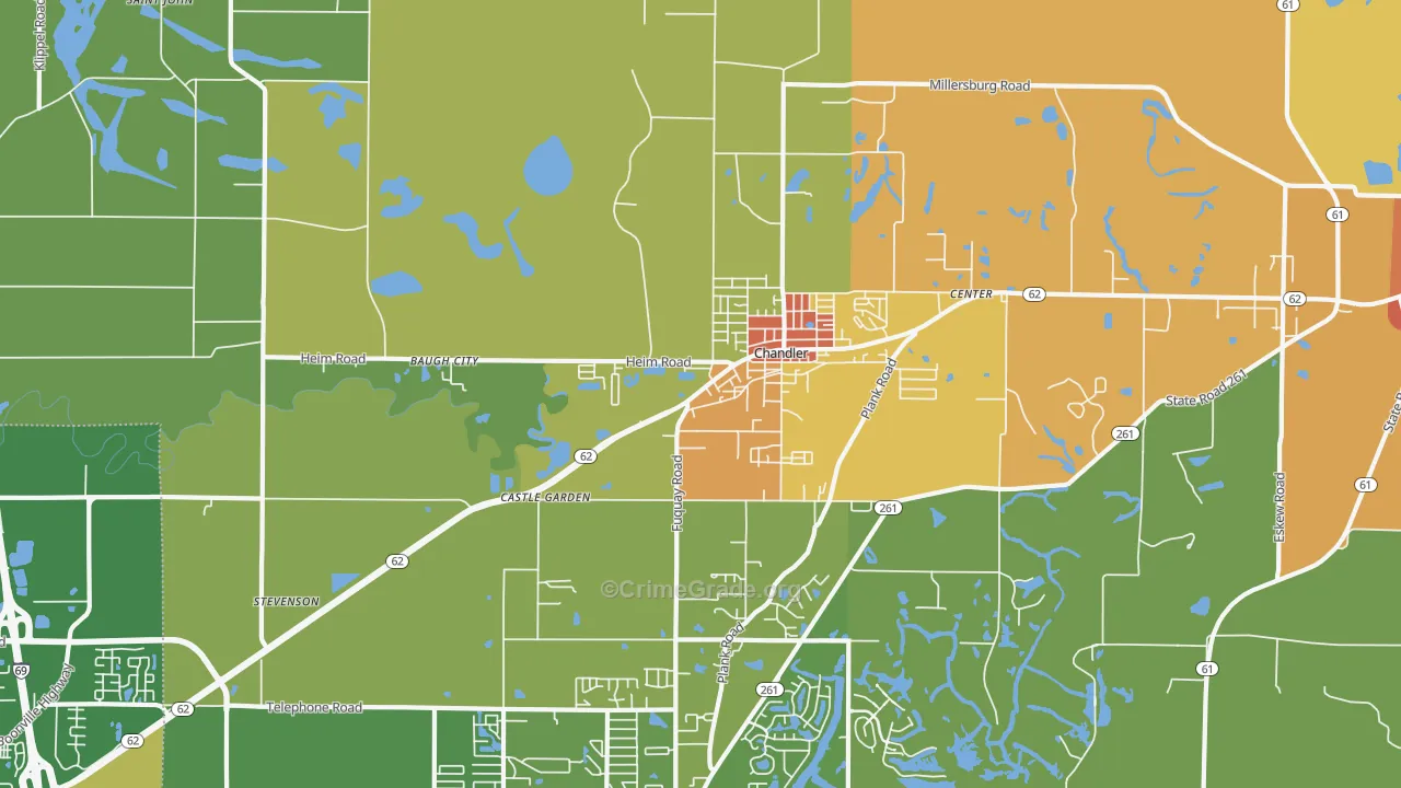 Chandler, IN Map of Vandalism Rates
