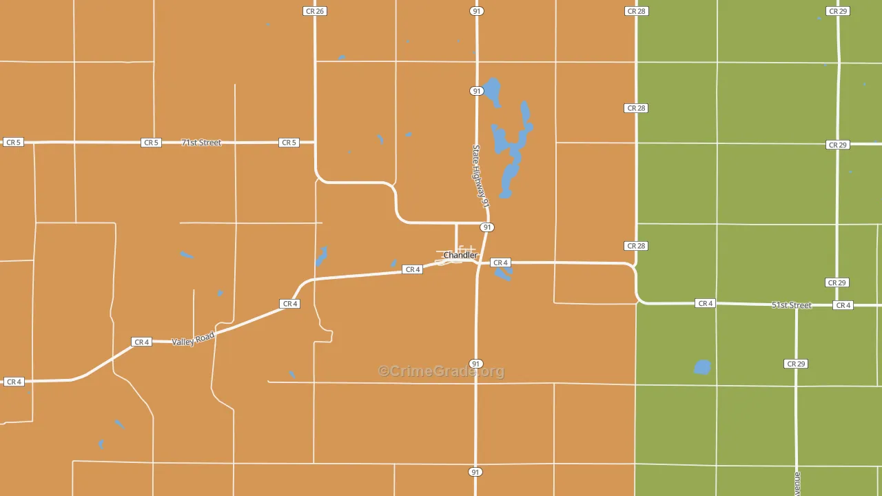 Chandler, MN Map of Vandalism Rates
