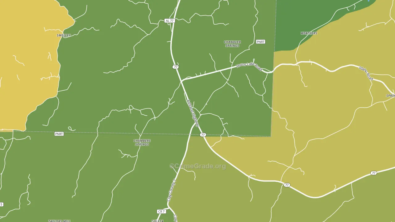 Chandler Springs, AL Map of Vandalism Rates