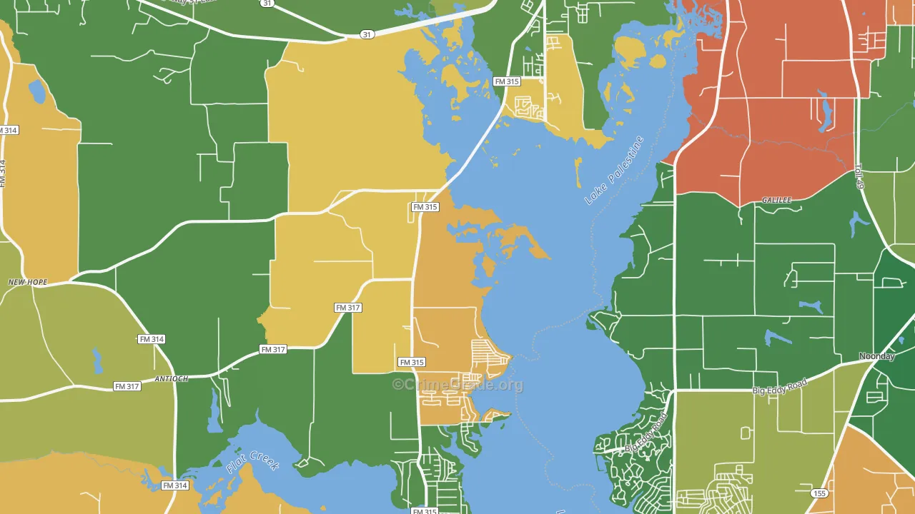 Chandler, TX Map of Vandalism Rates