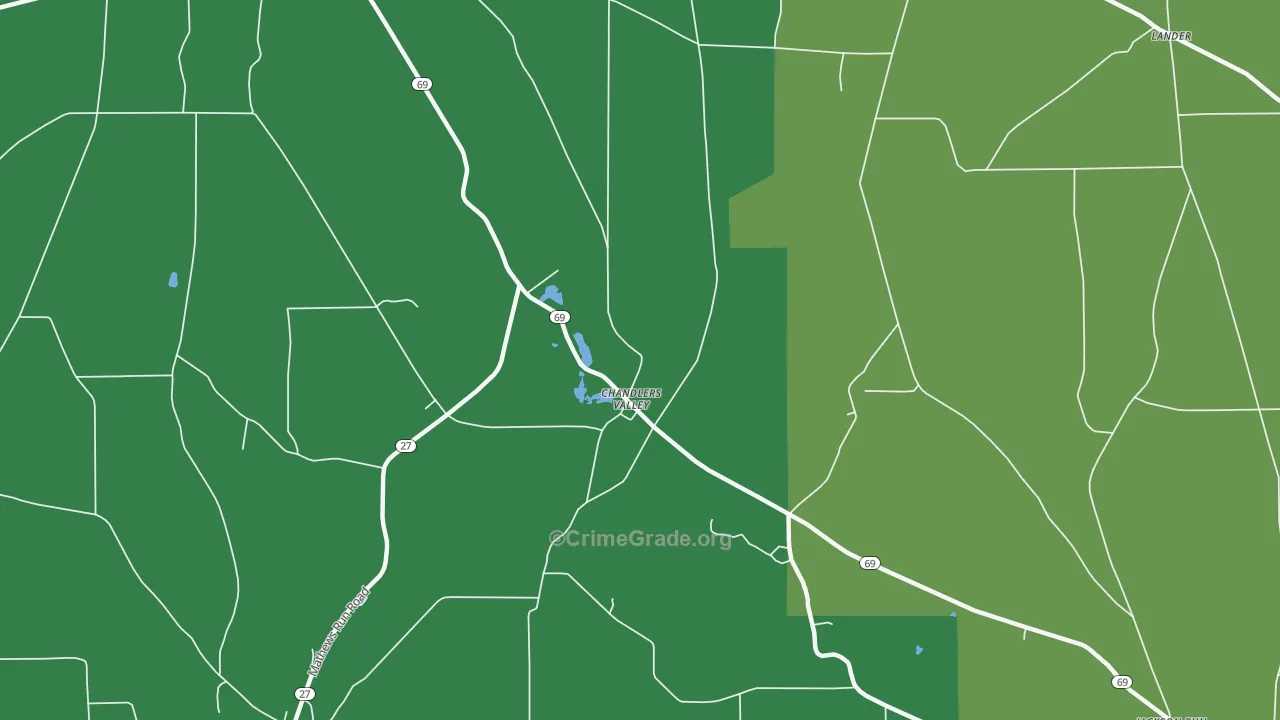 Chandlers Valley, PA Map of Vandalism Rates