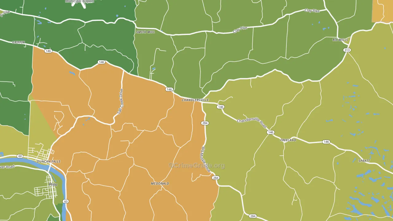 Chandlersville, OH Map of Vandalism Rates