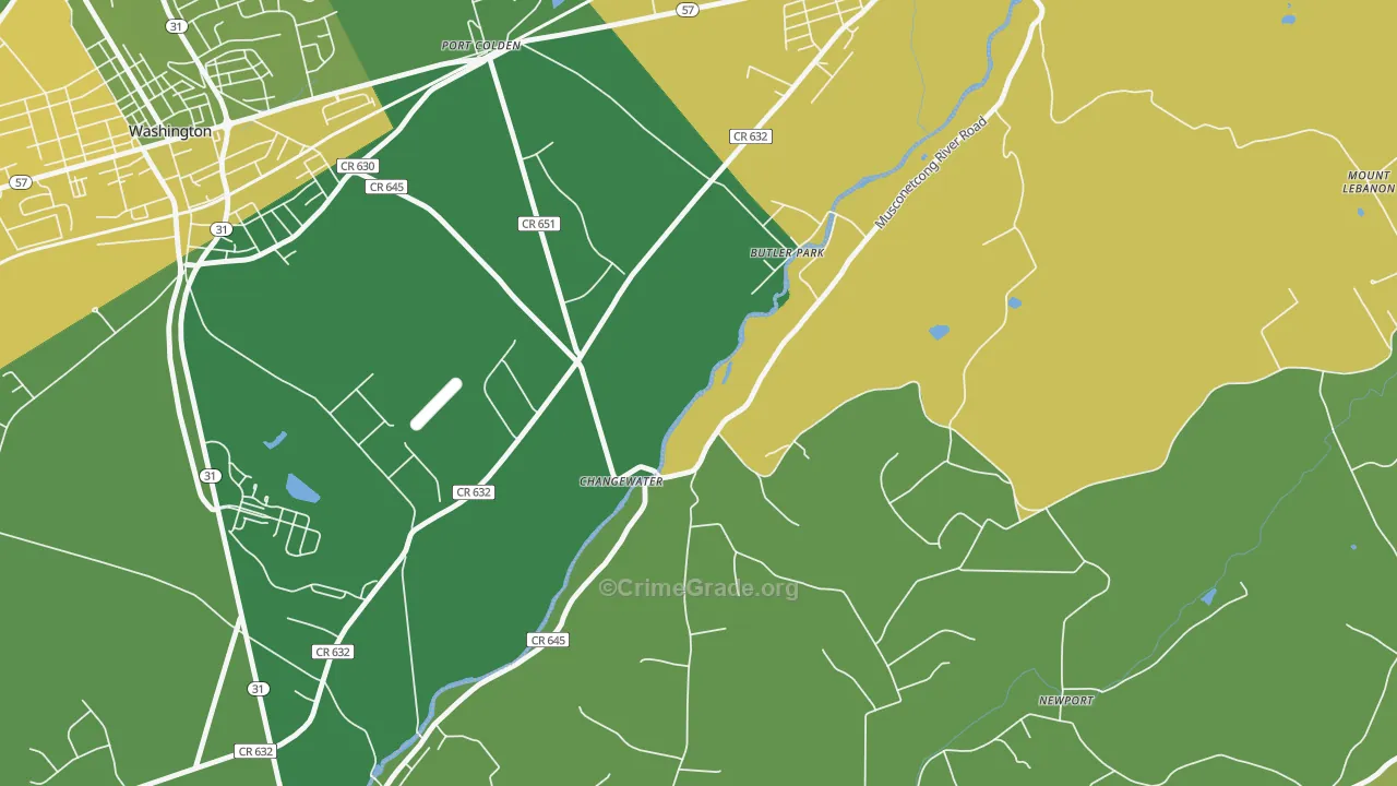 Changewater, NJ Map of Vandalism Rates