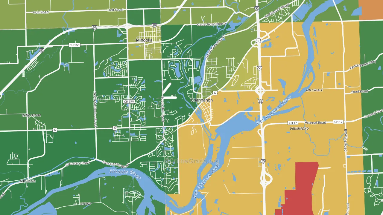Channahon, IL Map of Vandalism Rates