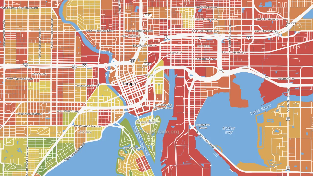 Channelside, Tampa, FL Map of Vandalism Rates