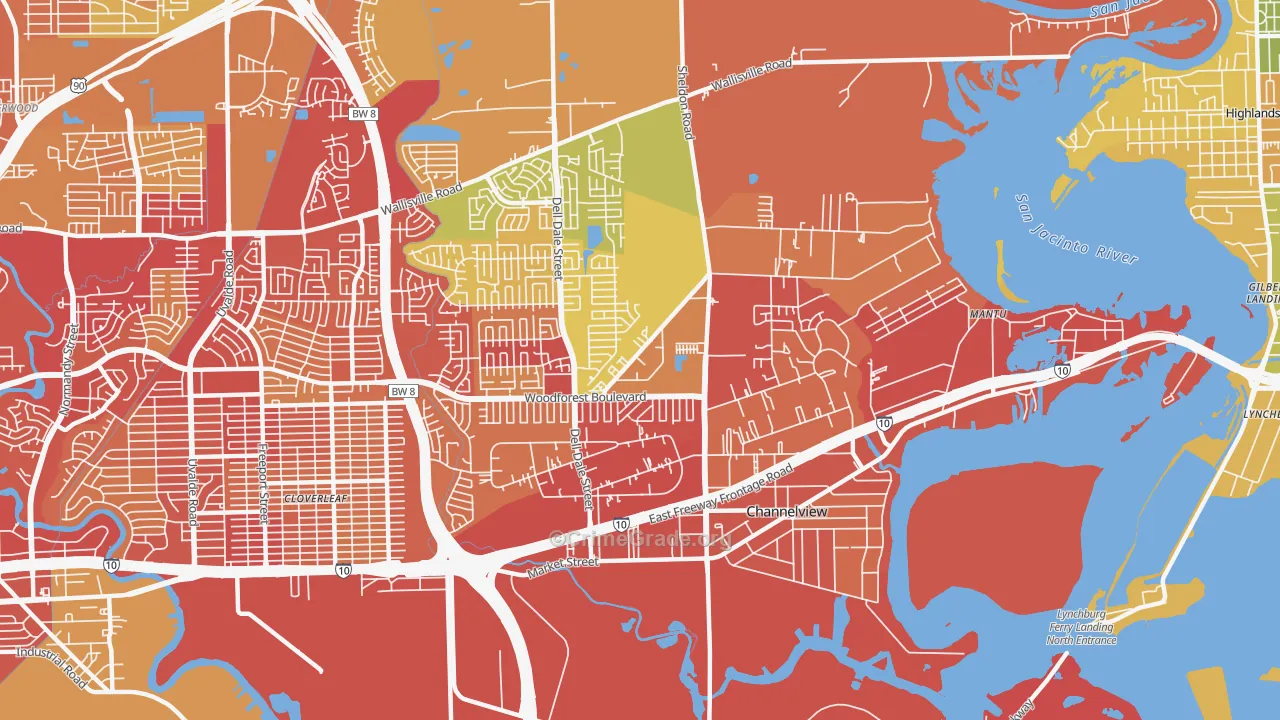 Channelview, TX Map of Vandalism Rates