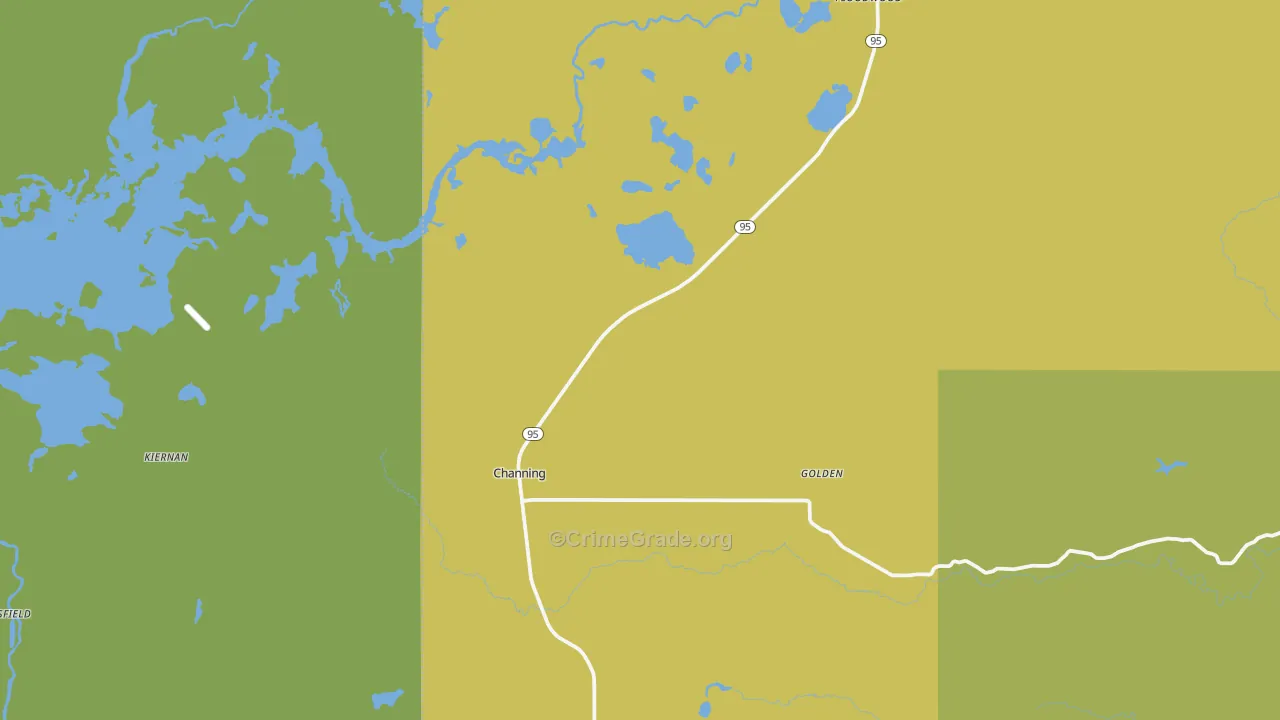 Channing, MI Map of Vandalism Rates