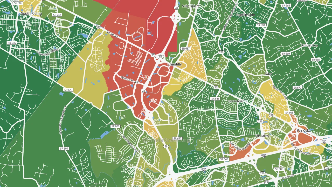 Chantilly, VA Map of Vandalism Rates