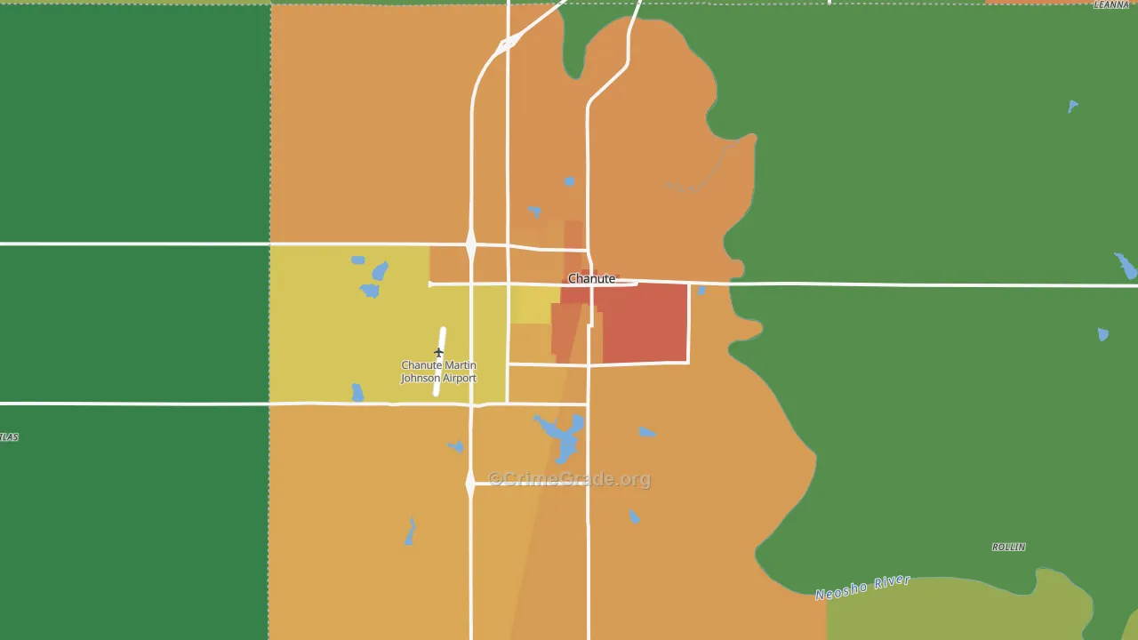Chanute, KS Map of Vandalism Rates