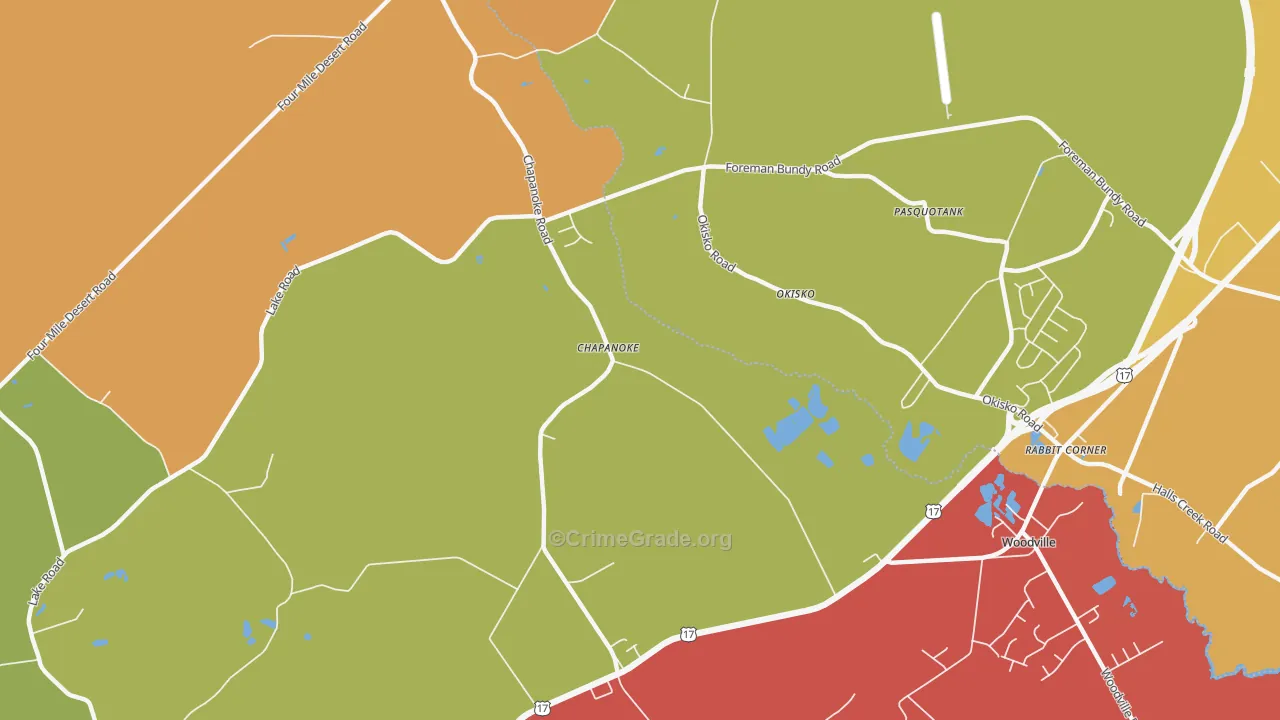 Chapanoke, NC Map of Vandalism Rates