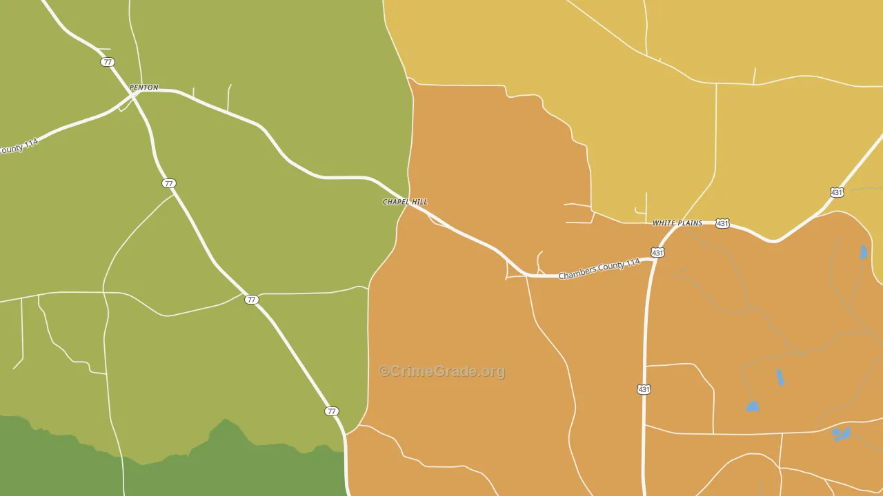Chapel Hill, AL Map of Vandalism Rates