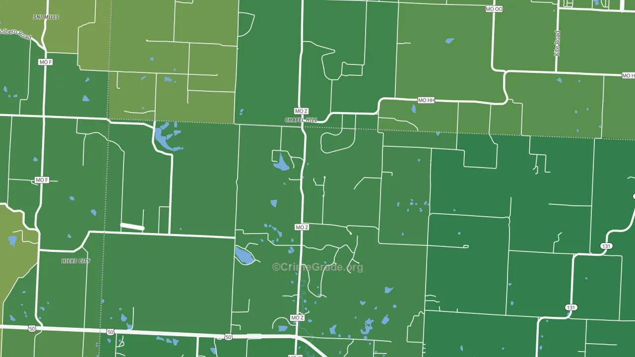 Chapel Hill, MO Map of Vandalism Rates