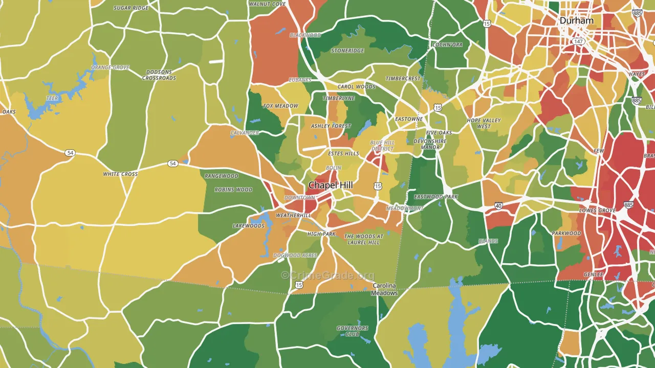 Chapel Hill, NC Map of Vandalism Rates