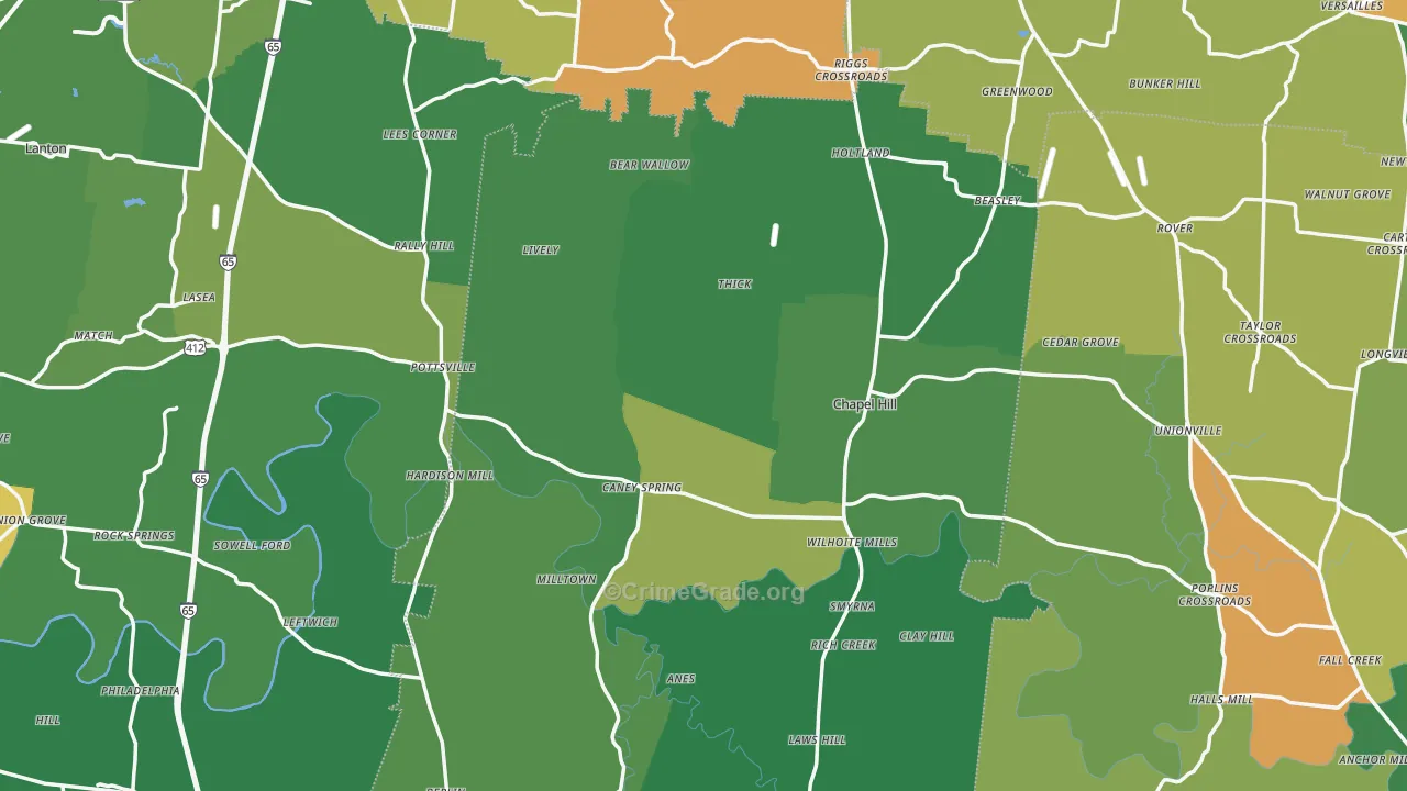 Chapel Hill, TN Map of Vandalism Rates
