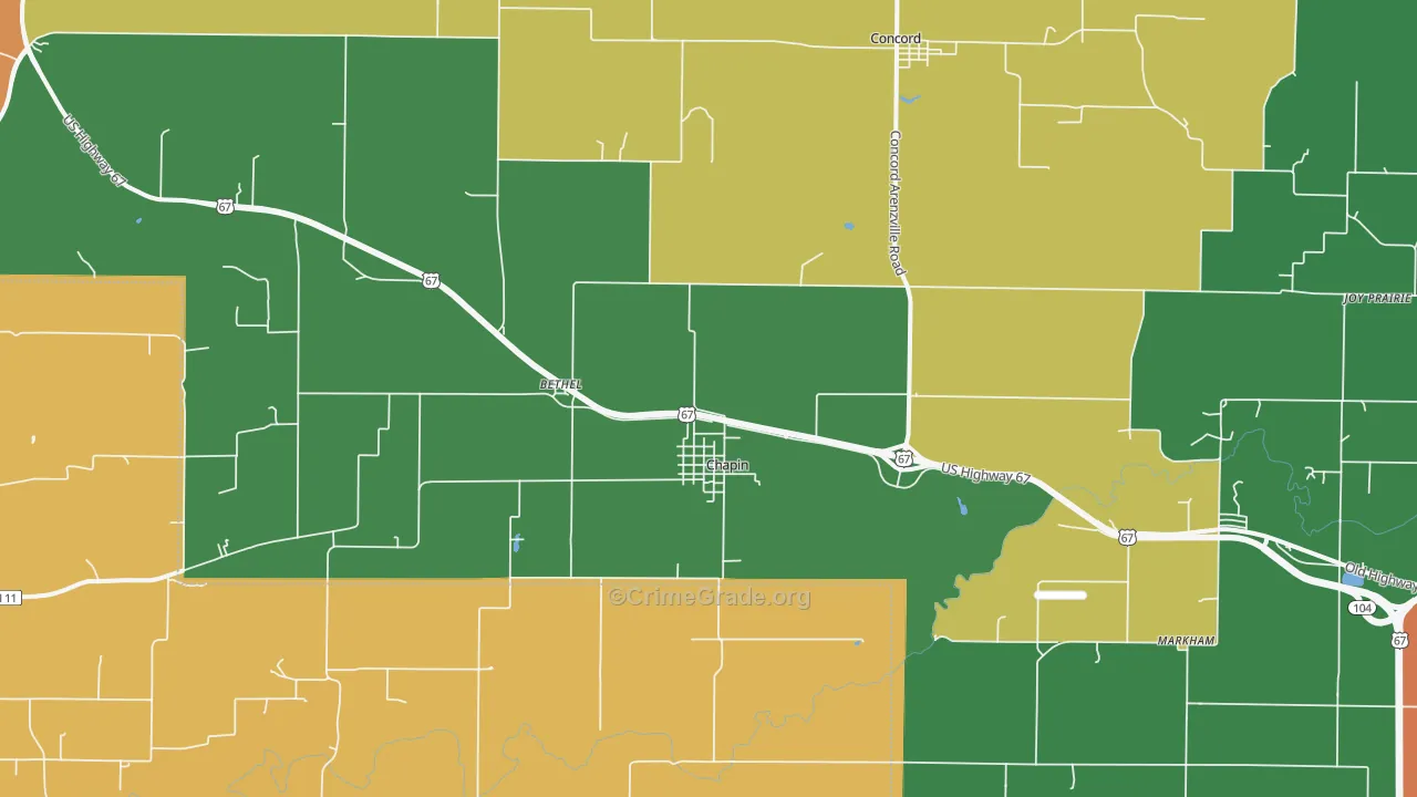 Chapin, IL Map of Vandalism Rates