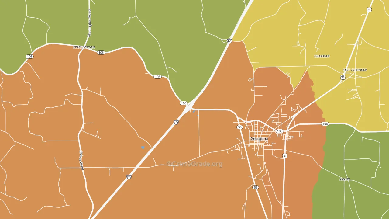 Chapman, AL Map of Vandalism Rates