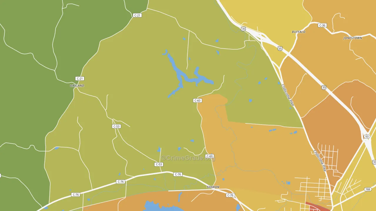 Chapmans, OH Map of Vandalism Rates
