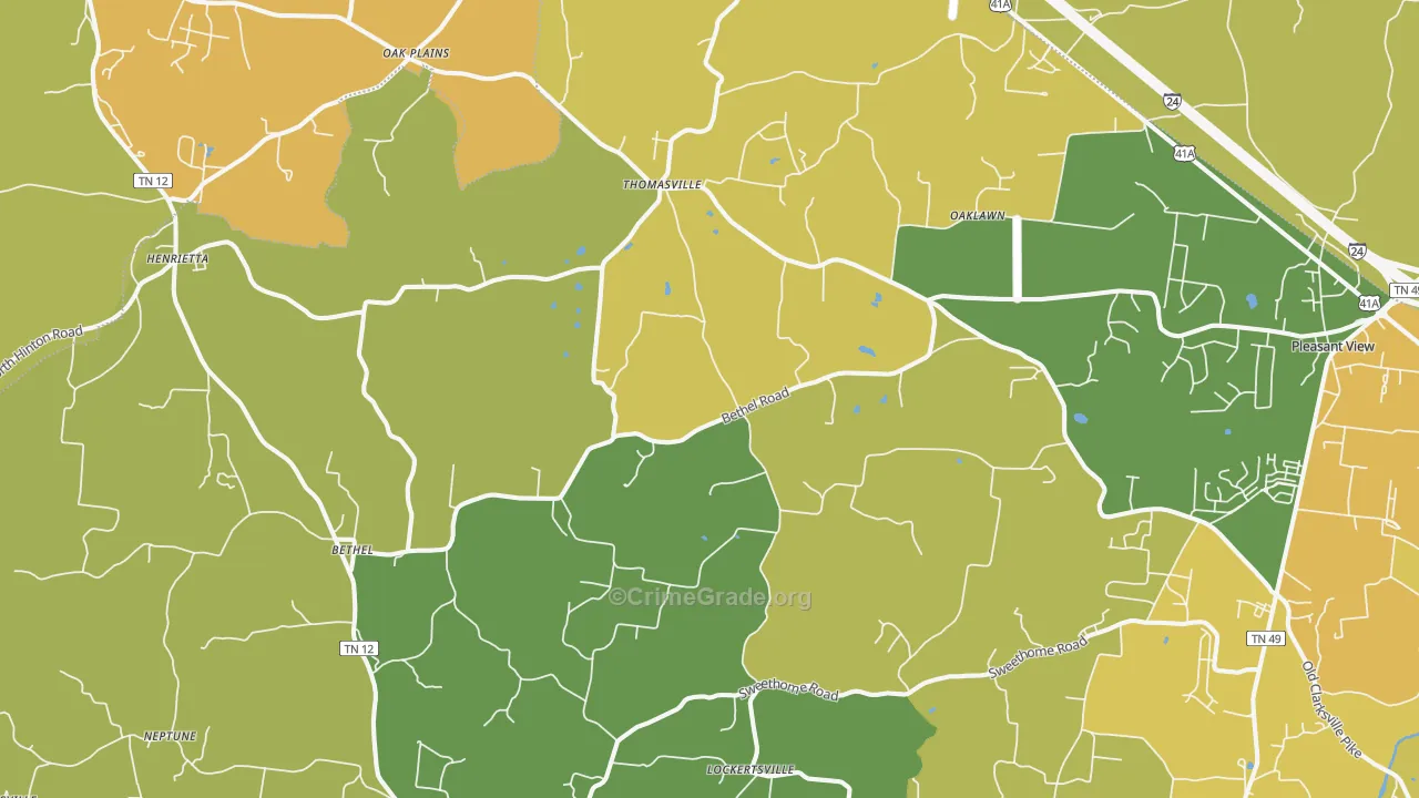 Chapmansboro, TN Map of Vandalism Rates