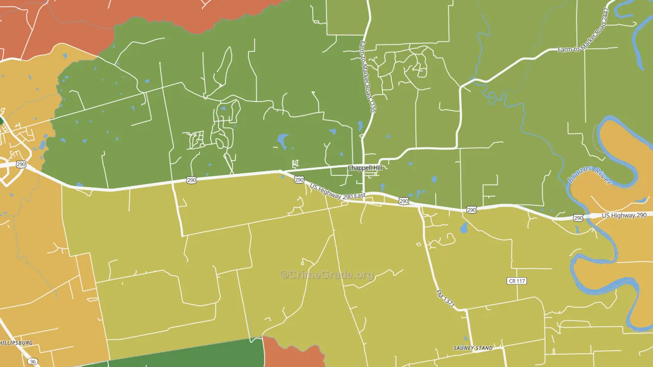 Chappell Hill, TX Map of Vandalism Rates