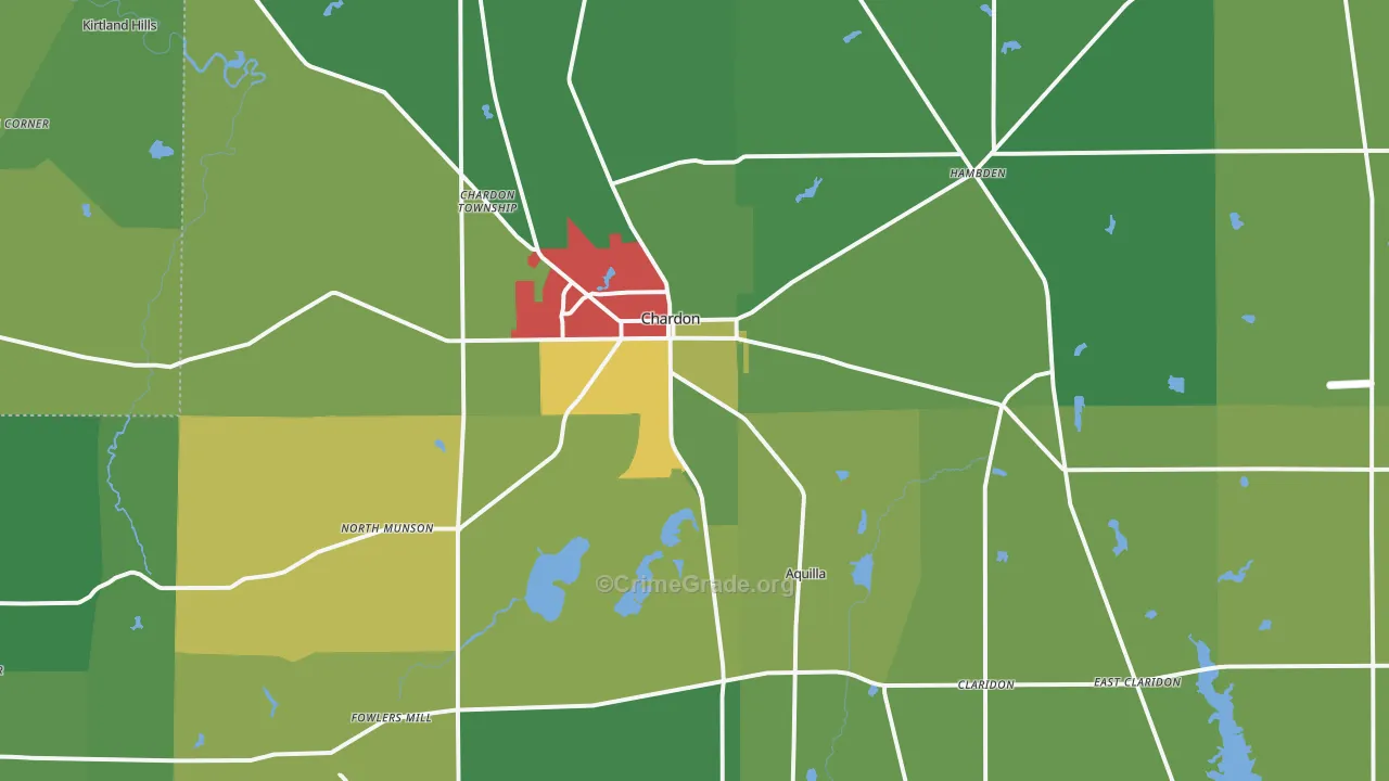 Chardon, OH Map of Vandalism Rates