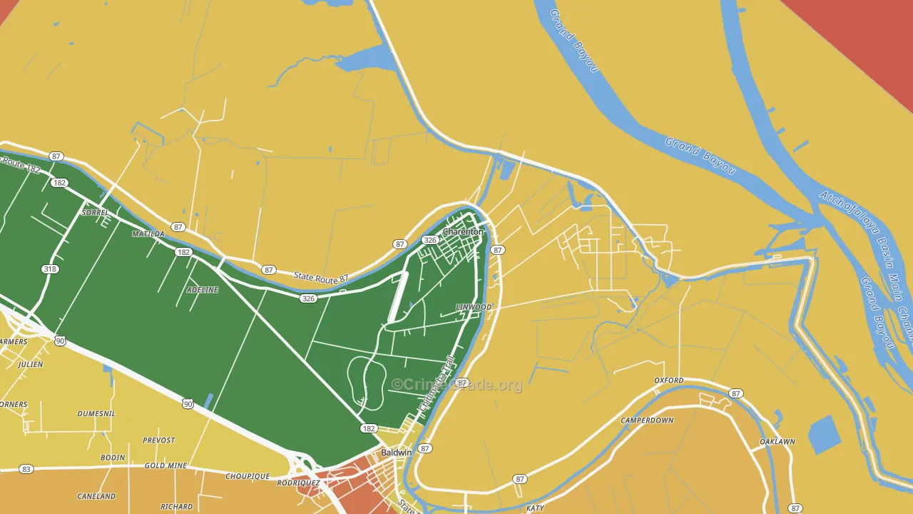 Charenton, LA Map of Vandalism Rates