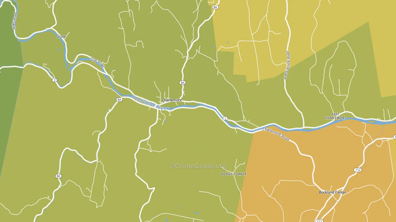 Charlemont, MA Map of Vandalism Rates