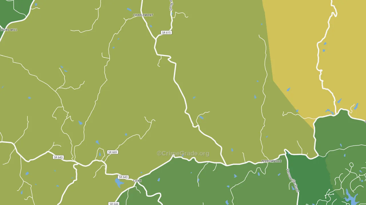 Charlemont, VA Map of Vandalism Rates