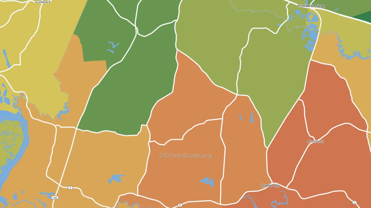 Charles City, VA Map of Vandalism Rates