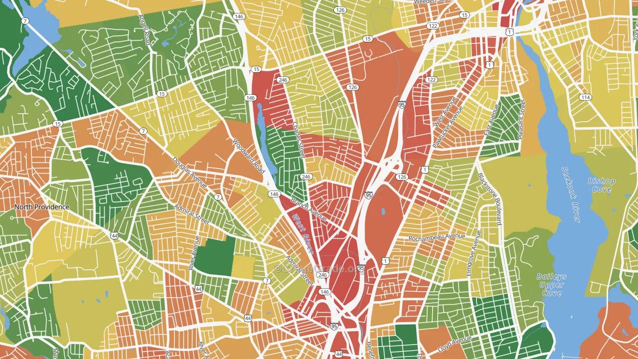 Charles, Providence, RI Map of Vandalism Rates