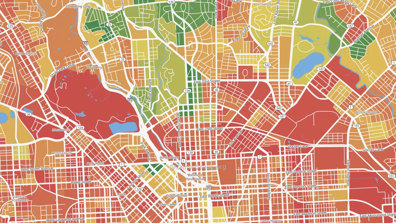 Charles Village, Baltimore, MD Map of Vandalism Rates