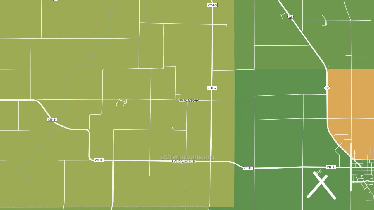 Charlesburg, WI Map of Vandalism Rates