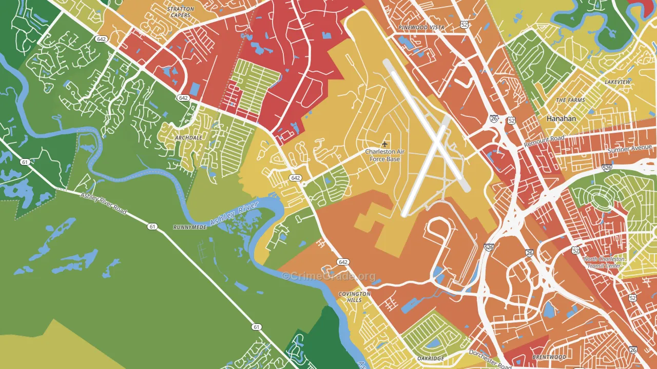 Charleston Afb, SC Map of Vandalism Rates