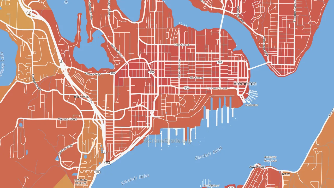 Charleston, Bremerton, WA Map of Vandalism Rates
