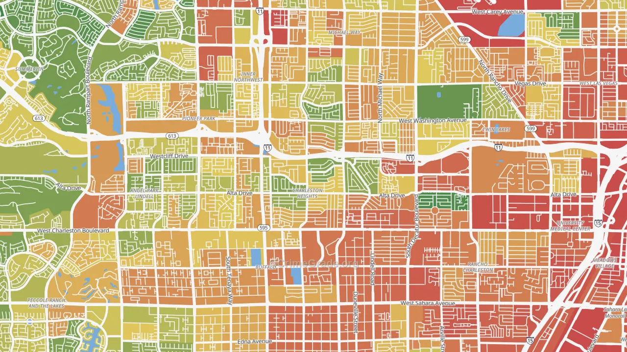Charleston Heights, Las Vegas, NV Map of Vandalism Rates