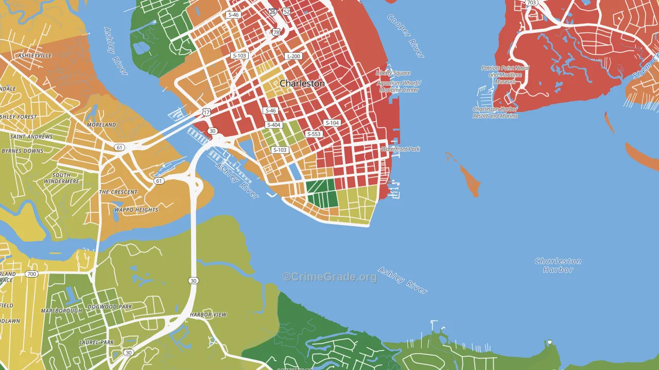 Charleston Historic District, Charleston, SC Map of Vandalism Rates