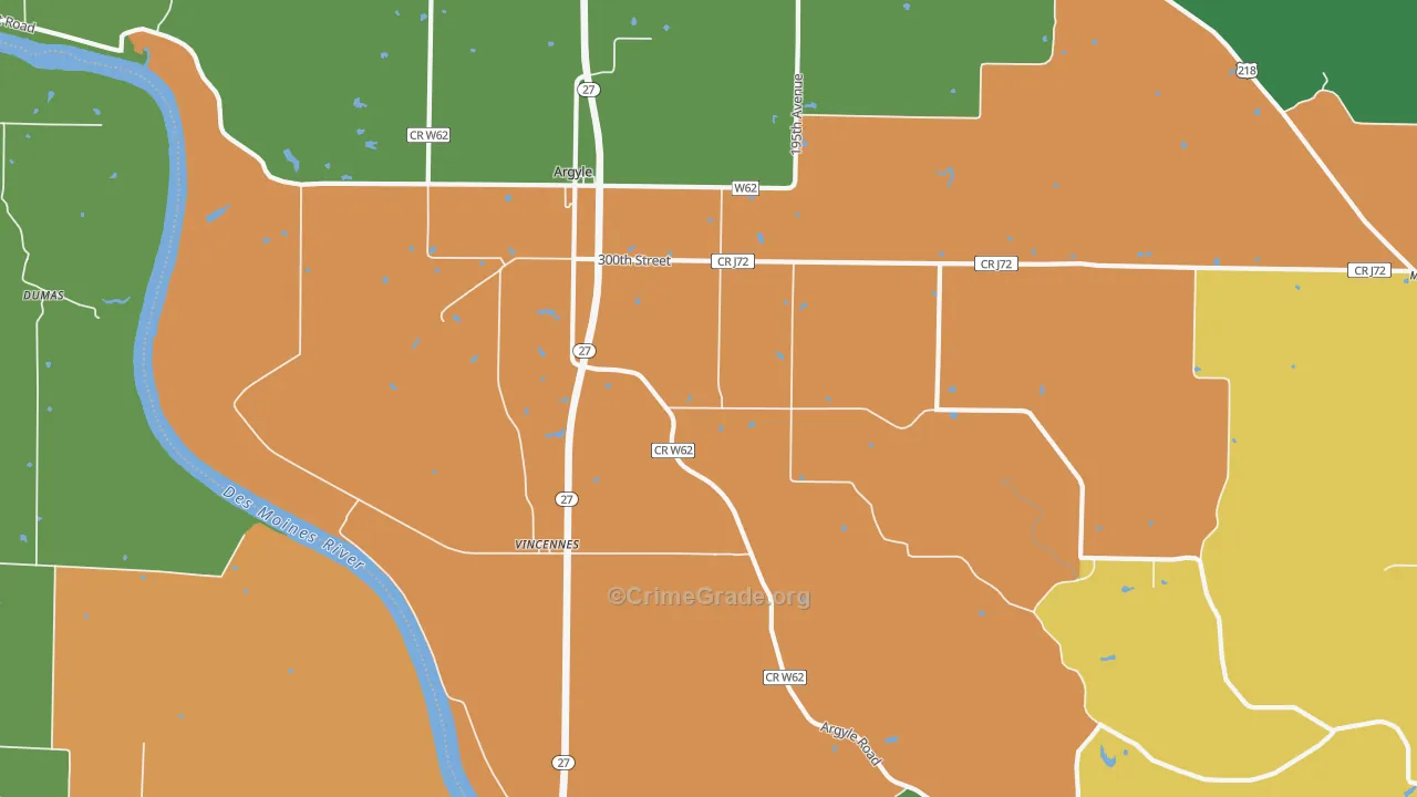 Charleston, IA Map of Vandalism Rates