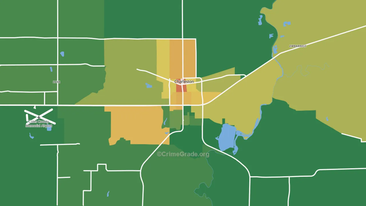 Charleston, IL Map of Vandalism Rates