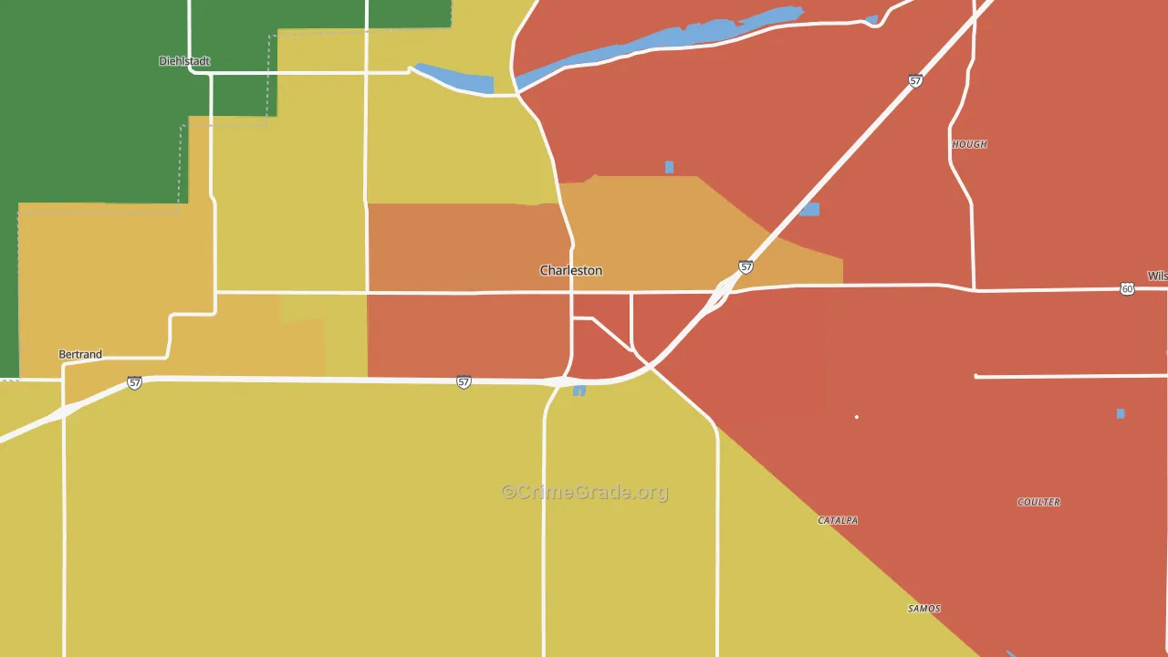 Charleston, MO Map of Vandalism Rates