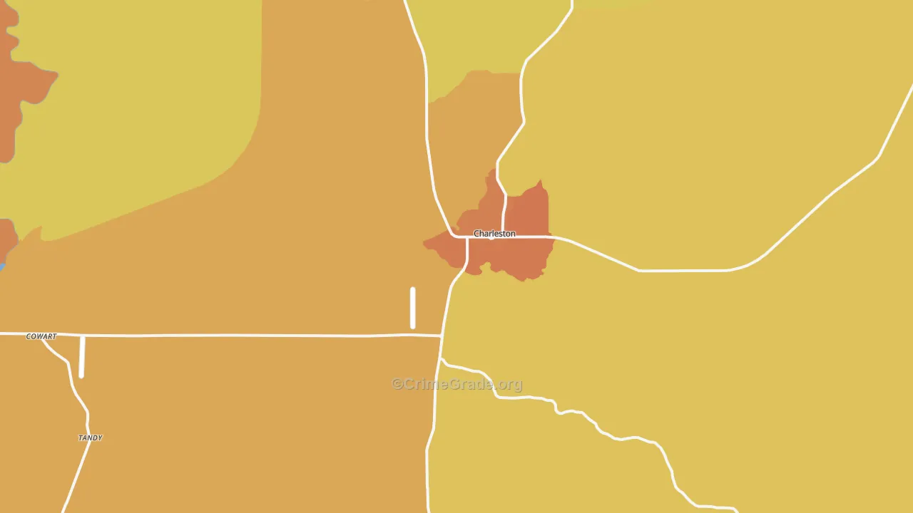 Charleston, MS Map of Vandalism Rates