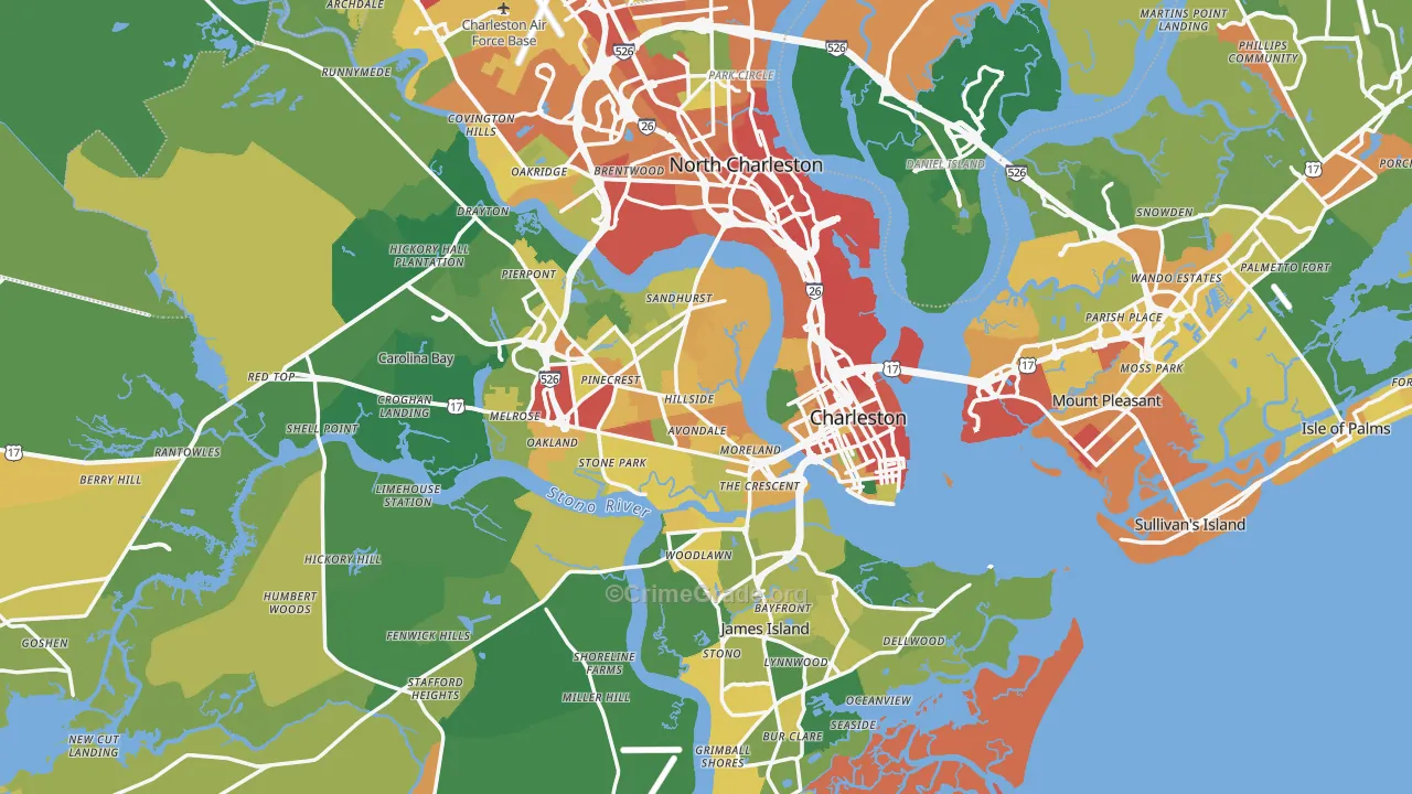 Charleston, SC Map of Vandalism Rates