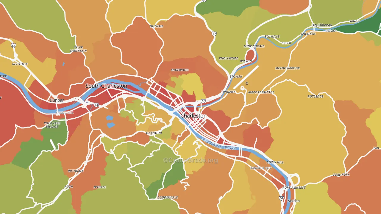 Charleston, WV Map of Vandalism Rates
