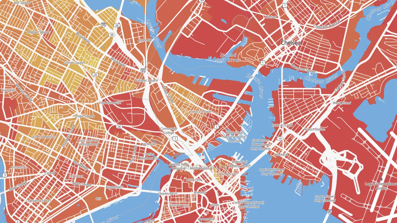 Charlestown, MA Map of Vandalism Rates